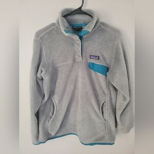 Patagonia Gray and Blue Fleece Pullover